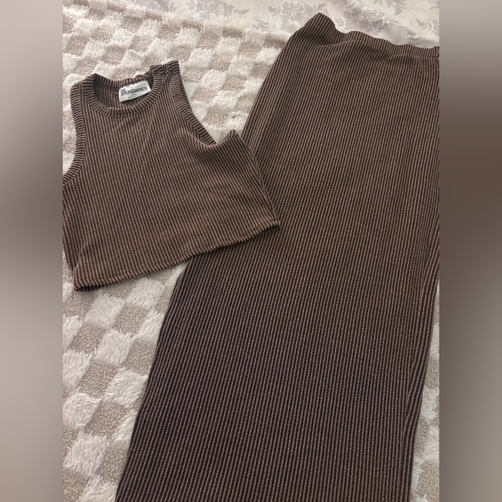No Boundaries Brown Ribbed Knit Set